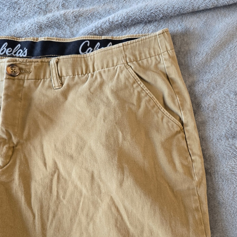 Cabelas Classic Fit Chino Pants Men 42x30 Khaki Tan Cotton Twill Stretch Comfort - Picture 6 of 16